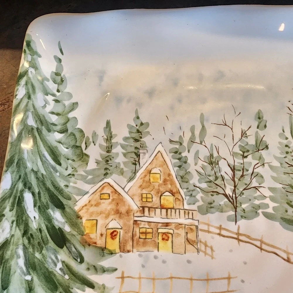 Maxcera SNOWVILLE Square Serving Dinner Plate 11